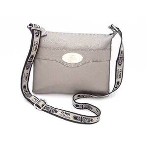 Fendi Selleria crossbody shoulder bag metallic gray leather canvas